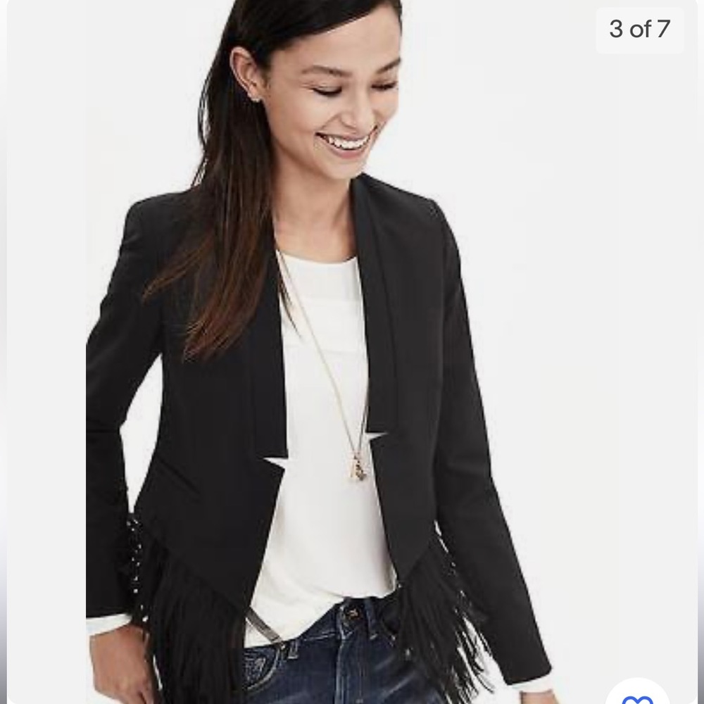 Banana Republic Blazer Jacket with Fringe Bottom NWT  size 2. Jet Black - Picture 11 of 11